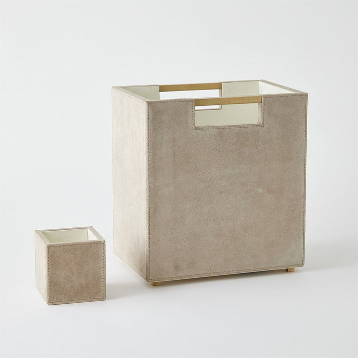 Wastebaskets Posh Wastebasket - Parchment Suede