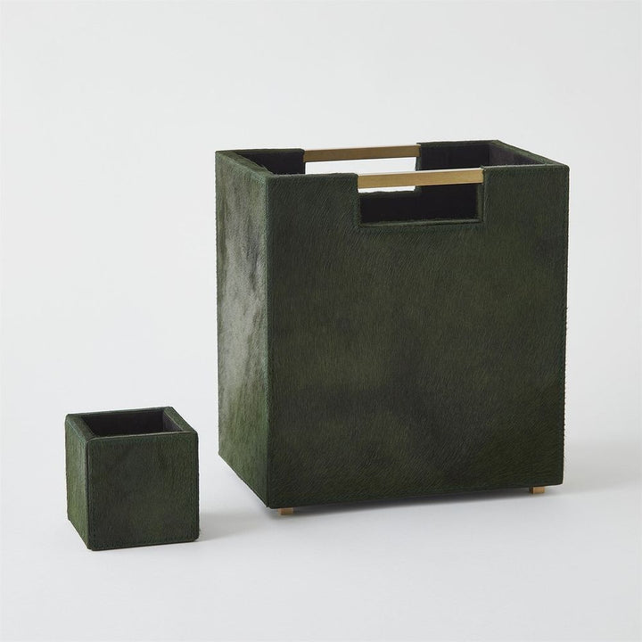 Wastebaskets Posh Wastebasket-Hair-On-Hide Green