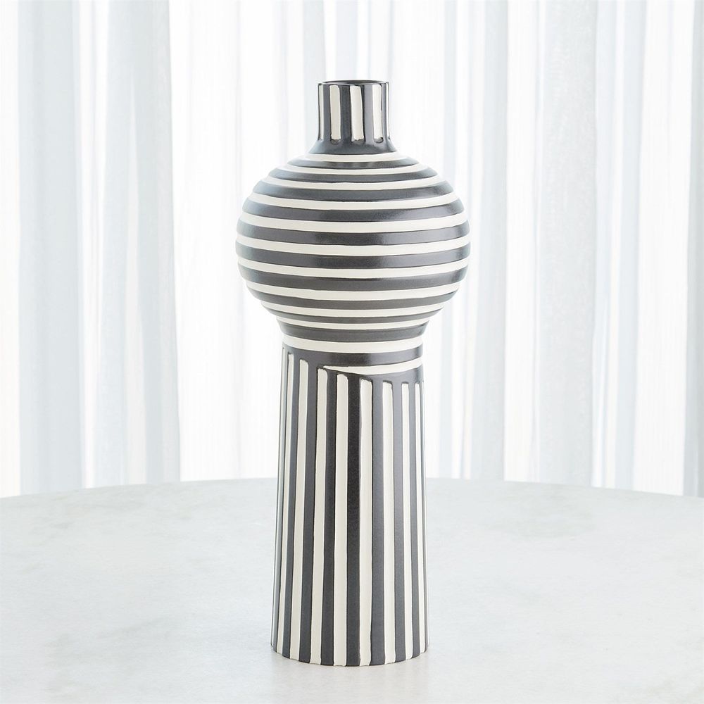 Colbert Vase-Black/White-Wide