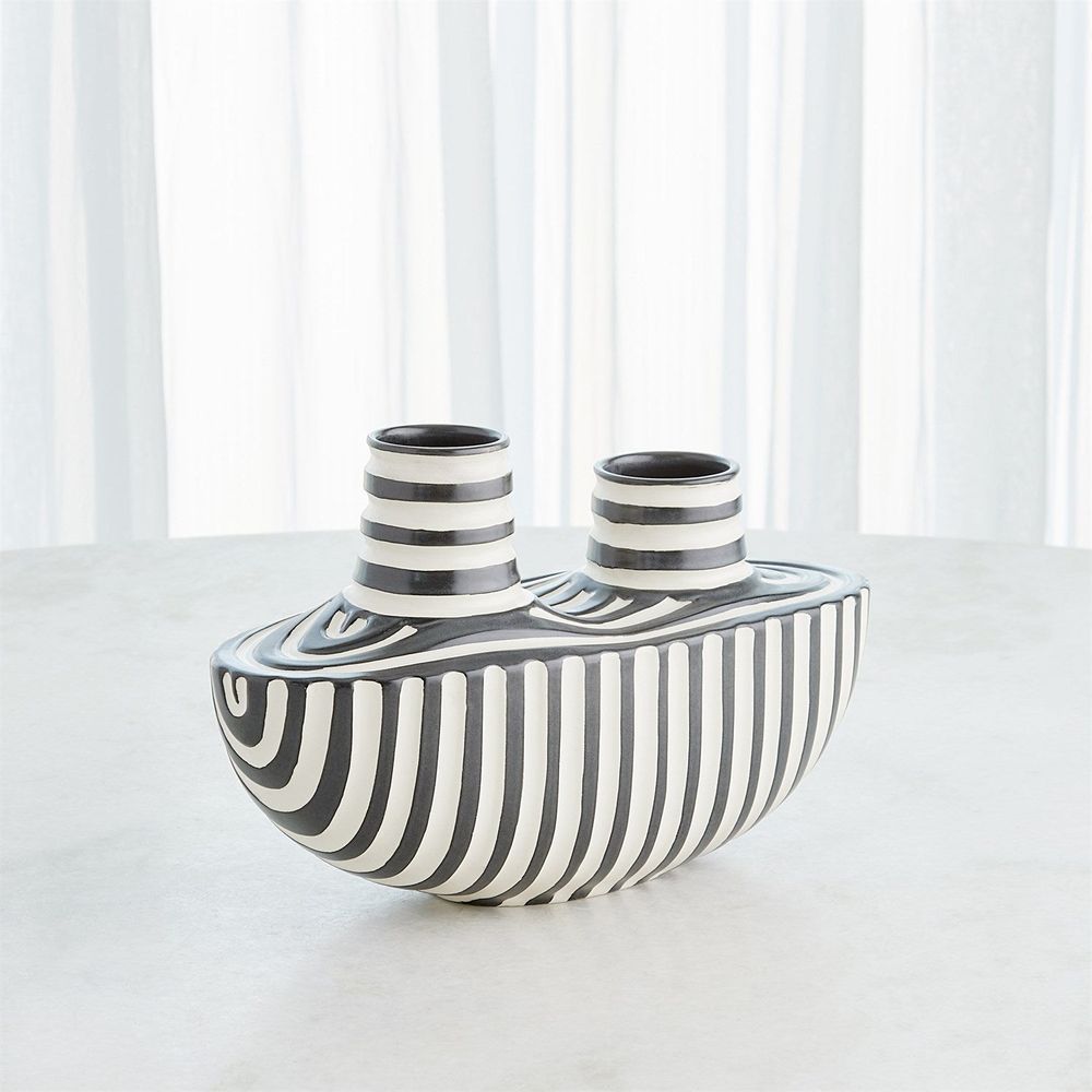 Colbert Vase-Black/White-Wide