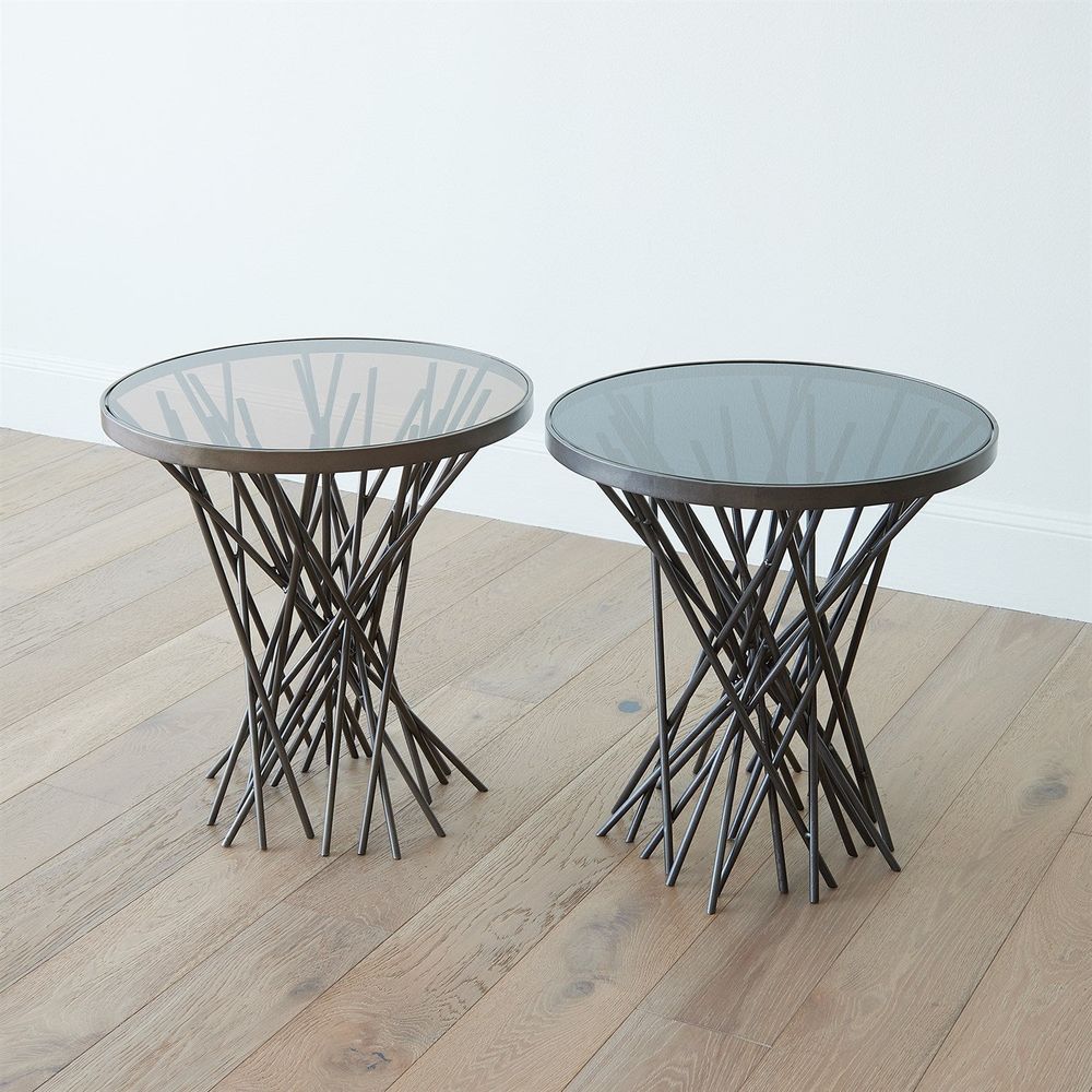 Side Tables Stix Side Table w/Smoke Glass-Light Gunmetal
