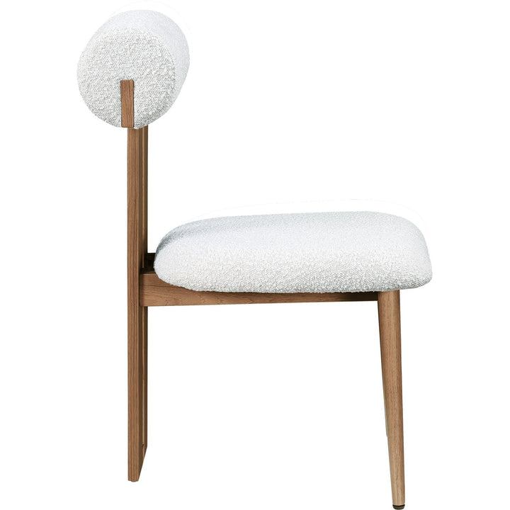 Dario Boucle Fabric Upholstered Dining Chair — Cream / Walnut