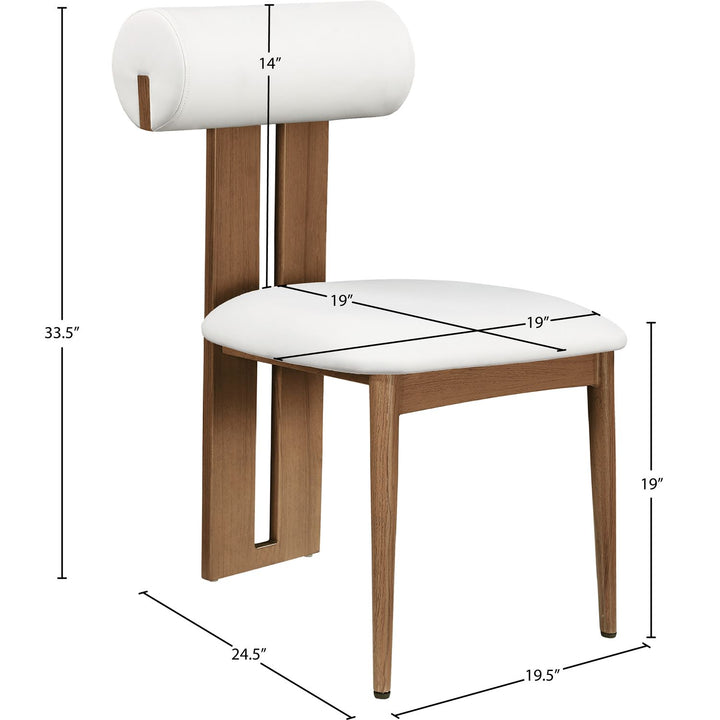 Dario Vegan Leather Upholstered Dining Chair — Cream / Walnut