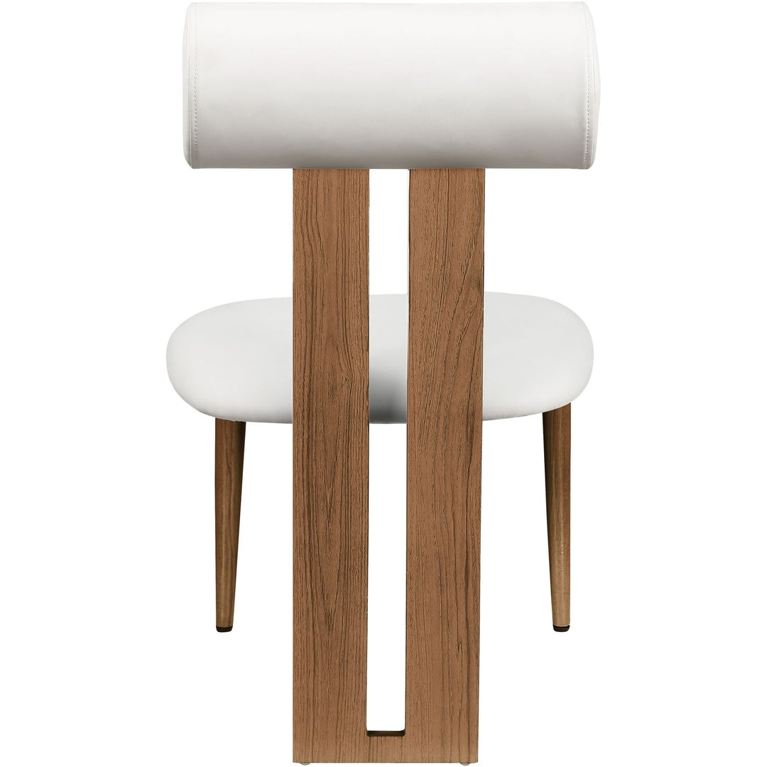 Dario Vegan Leather Upholstered Dining Chair — Cream / Walnut