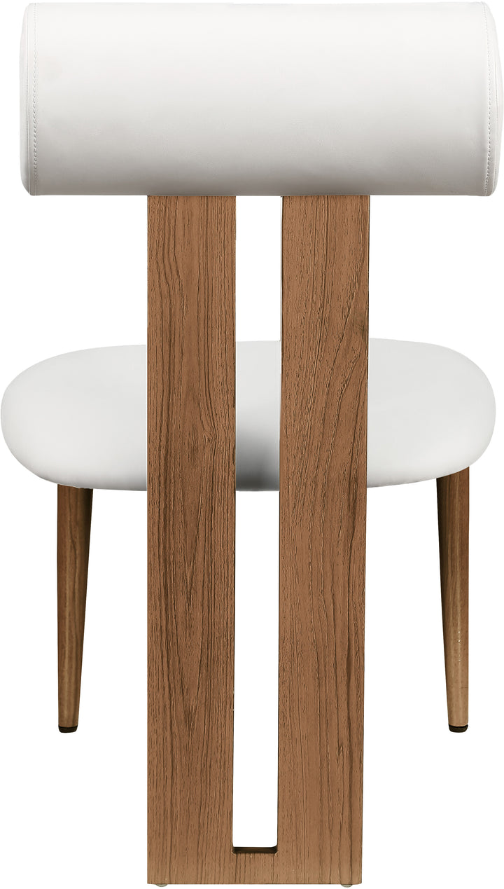 Dario Vegan Leather Upholstered Dining Chair — Cream / Walnut