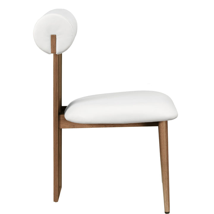 Dario Vegan Leather Upholstered Dining Chair — Cream / Walnut