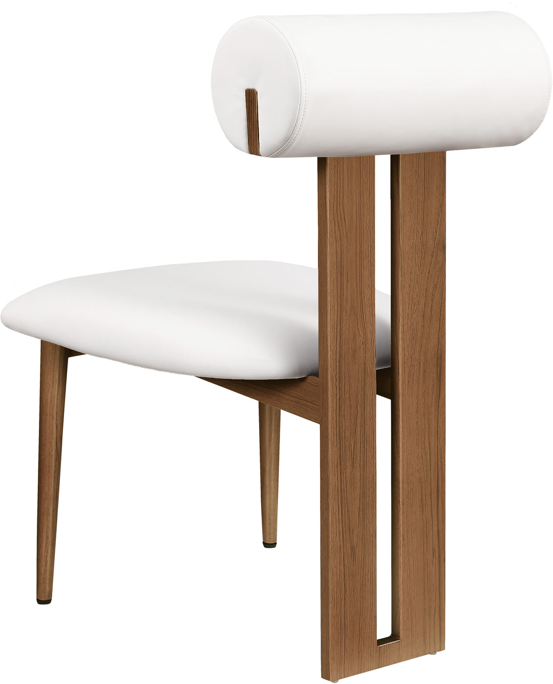 Dario Vegan Leather Upholstered Dining Chair — Cream / Walnut