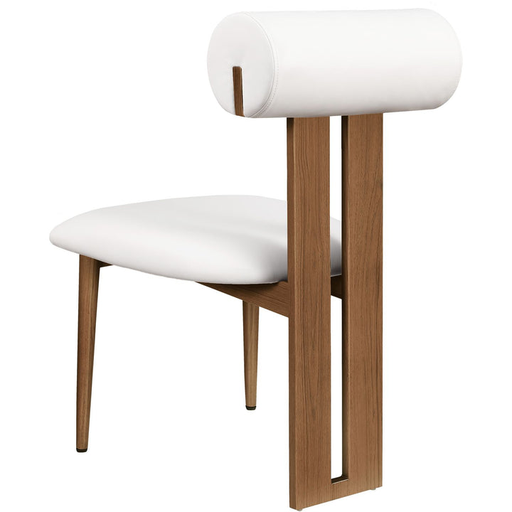 Dario Vegan Leather Upholstered Dining Chair — Cream / Walnut