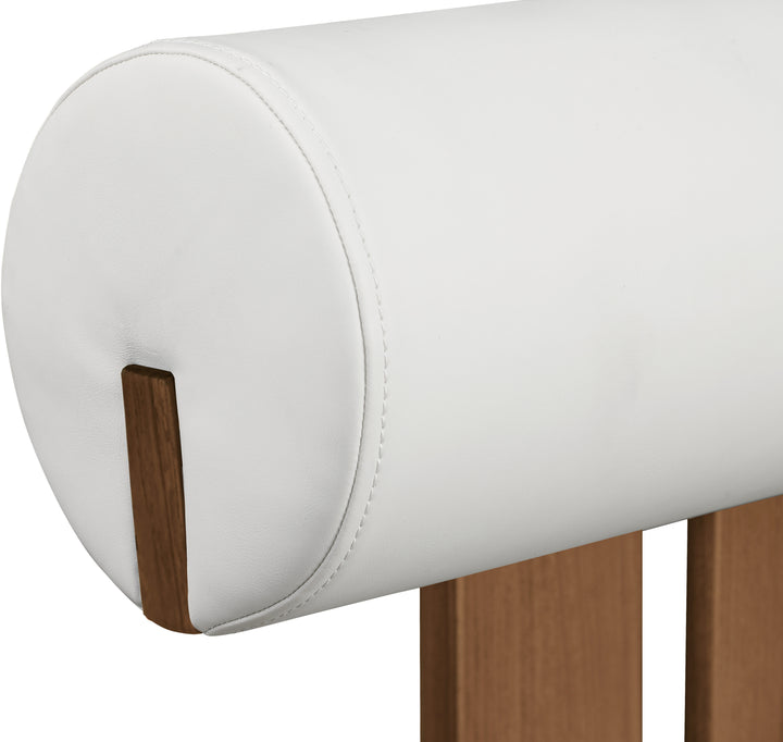 Dario Vegan Leather Upholstered Dining Chair — Cream / Walnut