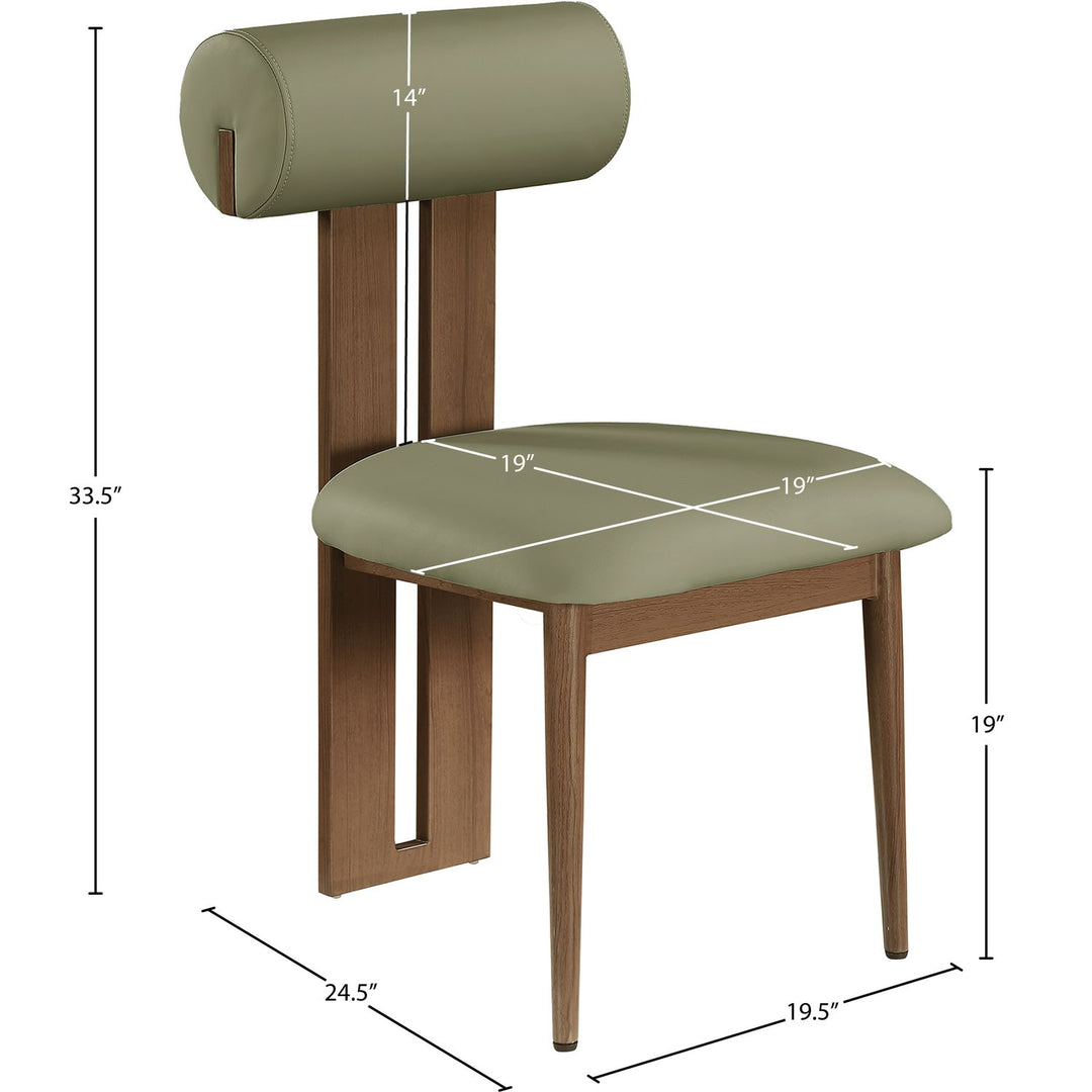 Dario Vegan Leather Upholstered Dining Chair — Green / Walnut