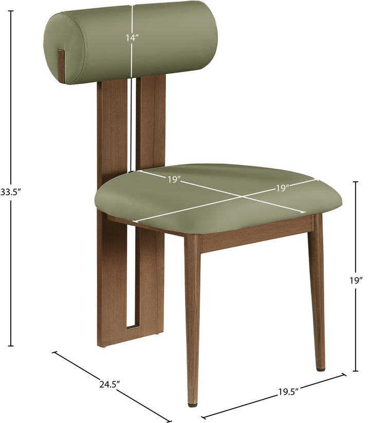 Dario Vegan Leather Upholstered Dining Chair — Green / Walnut