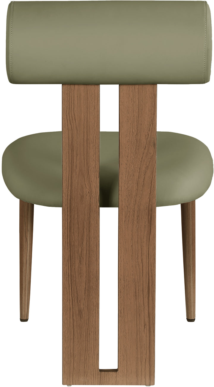Dario Vegan Leather Upholstered Dining Chair — Green / Walnut