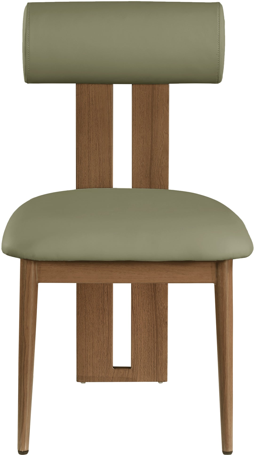 Dario Vegan Leather Upholstered Dining Chair — Green / Walnut