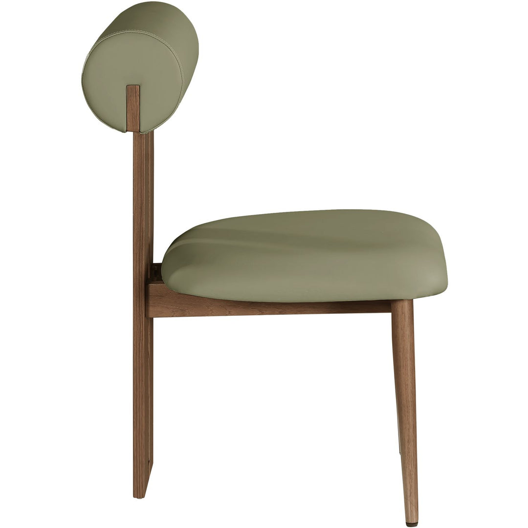 Dario Vegan Leather Upholstered Dining Chair — Green / Walnut