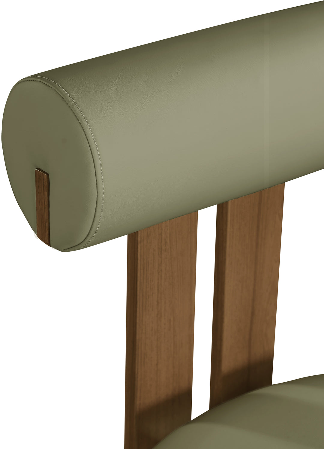 Dario Vegan Leather Upholstered Dining Chair — Green / Walnut