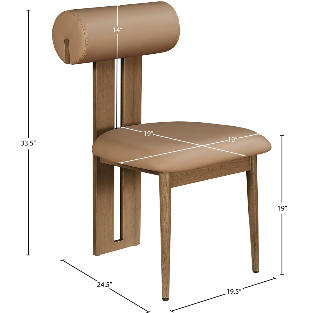 Dario Vegan Leather Upholstered Dining Chair — Tan / Walnut
