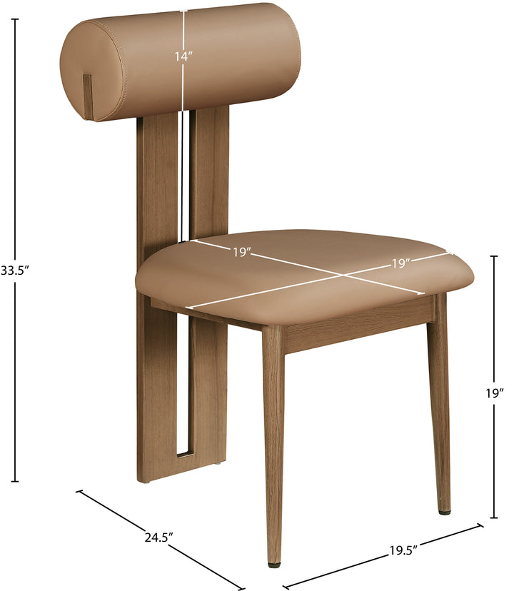 Dario Vegan Leather Upholstered Dining Chair — Tan / Walnut