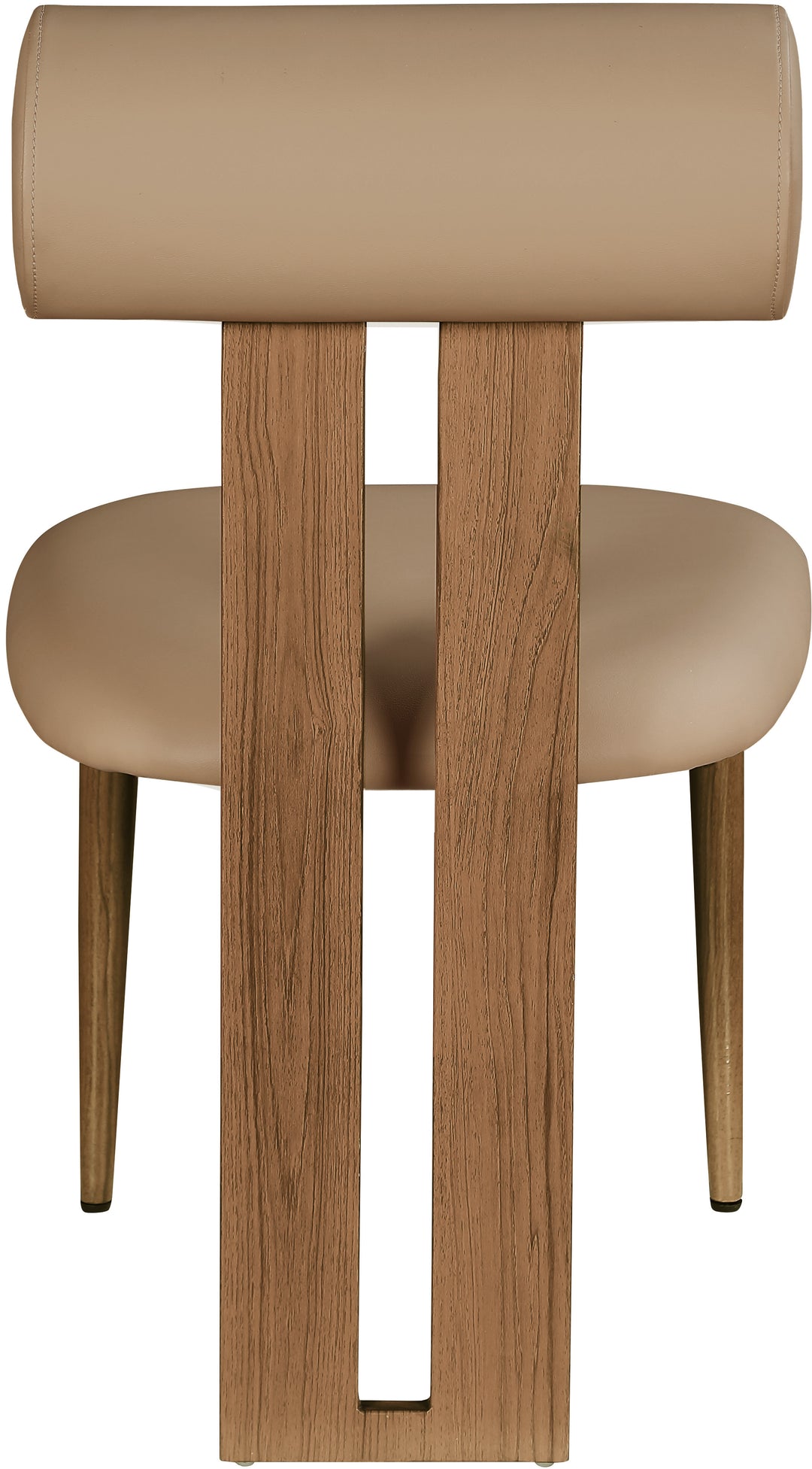 Dario Vegan Leather Upholstered Dining Chair — Tan / Walnut