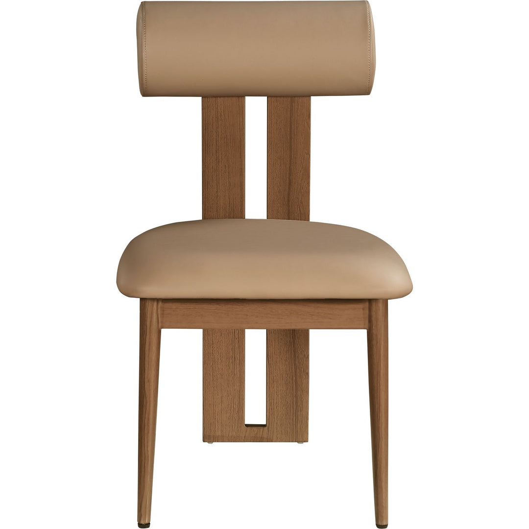 Dario Vegan Leather Upholstered Dining Chair — Tan / Walnut