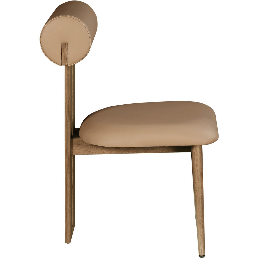 Dario Vegan Leather Upholstered Dining Chair — Tan / Walnut