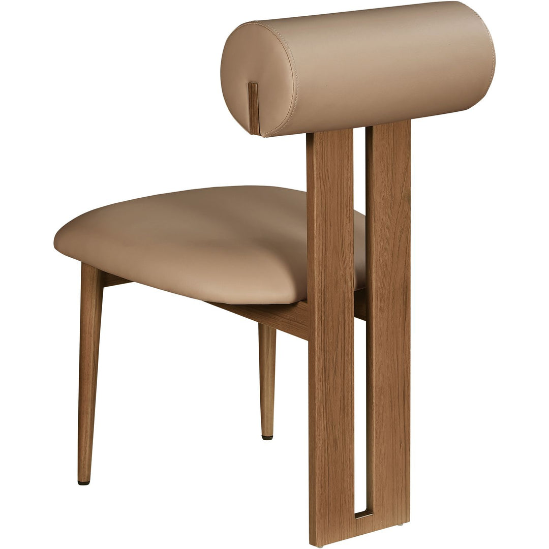Dario Vegan Leather Upholstered Dining Chair — Tan / Walnut