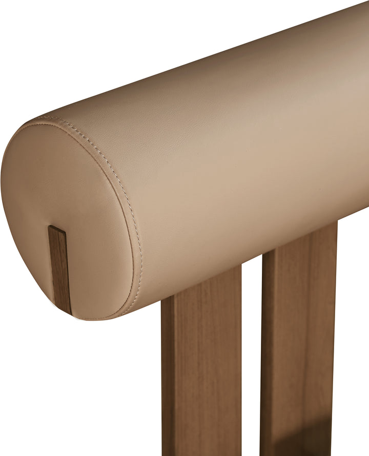 Dario Vegan Leather Upholstered Dining Chair — Tan / Walnut