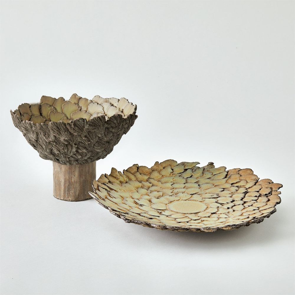 Bowls Petaled Pedestal Compote-Natural
