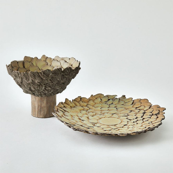 Bowls Petaled Pedestal Compote-Natural