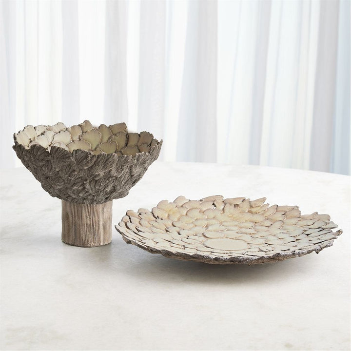 Bowls Petaled Pedestal Compote-Natural