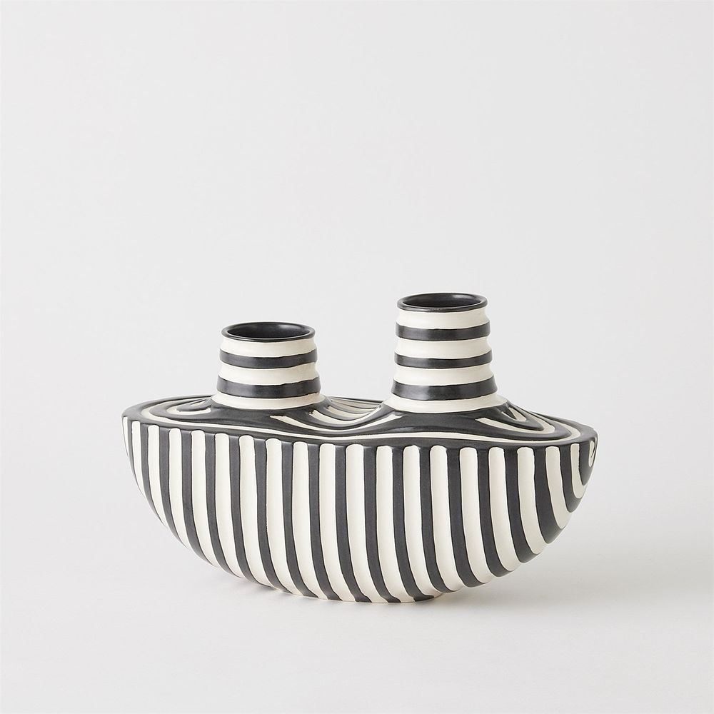 Colbert Vase-Black/White-Short