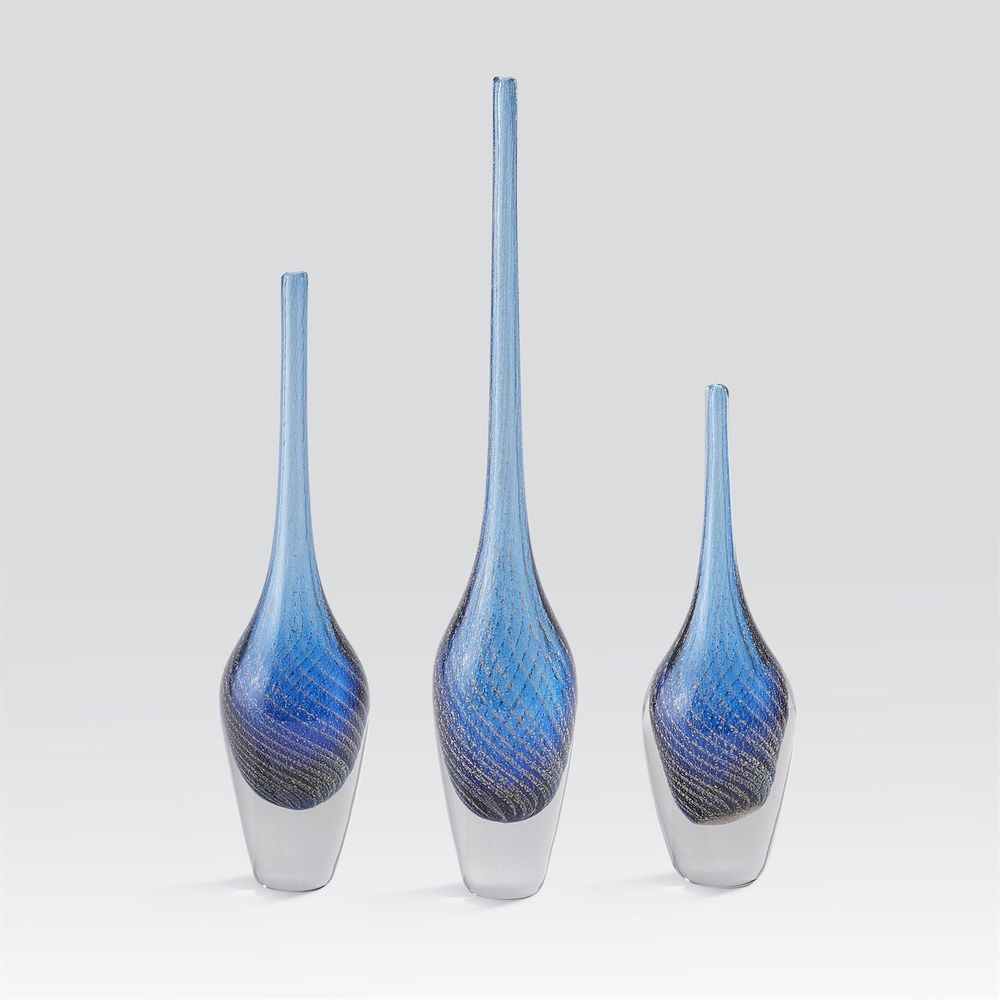 Vases Flecked Spire Bottle-Blue-Lg