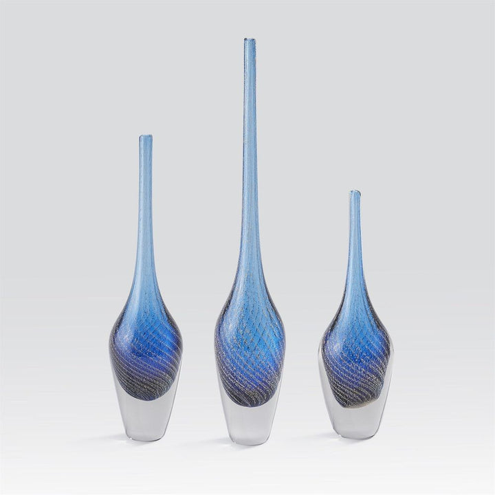 Vases Flecked Spire Bottle-Blue-Lg