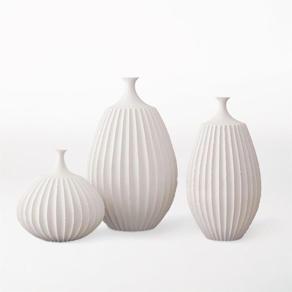 Sawtooth Vase - Rustic White - Lg