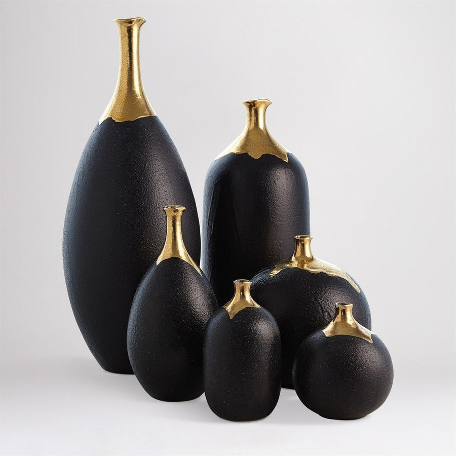 Vases Dipped Golden Crackle/Black Cylinder Vase-Lg