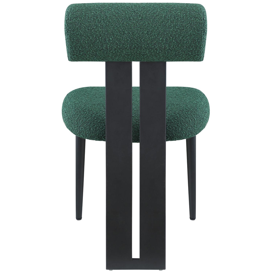 Dario Boucle Fabric Upholstered Dining Chair — Green / Matte Black