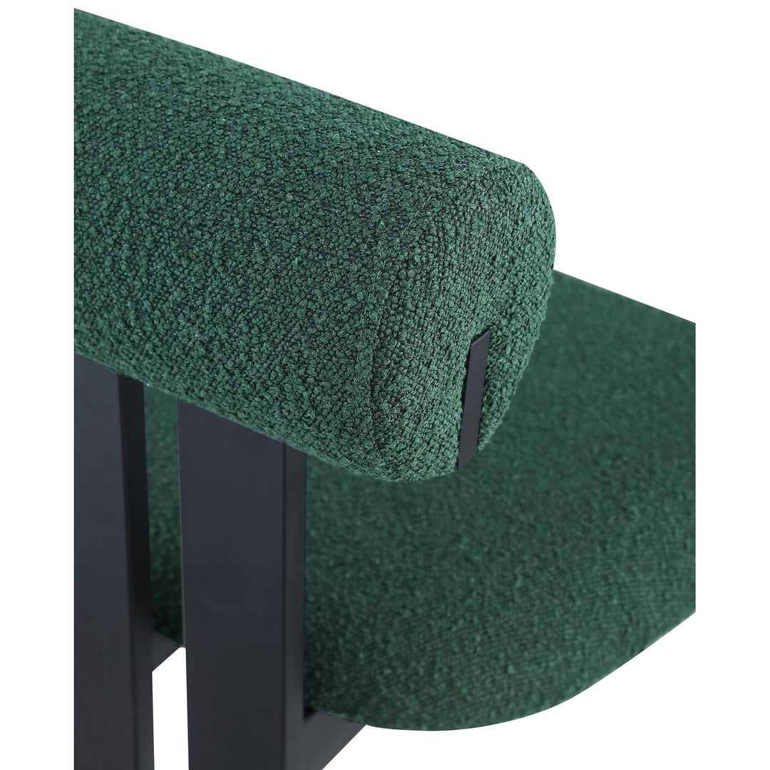 Dario Boucle Fabric Upholstered Dining Chair — Green / Matte Black