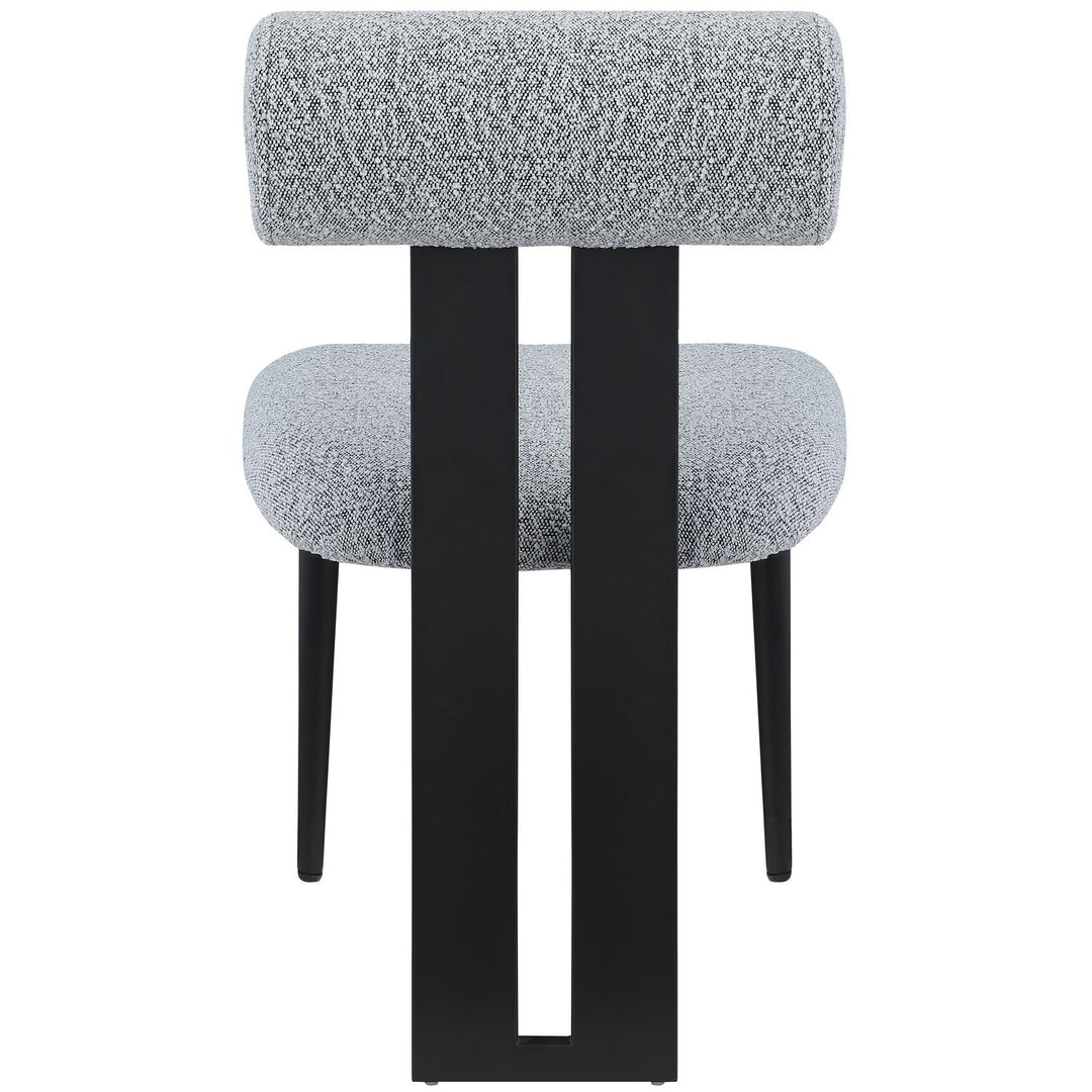 Dario Boucle Fabric Upholstered Dining Chair — Grey / Matte Black