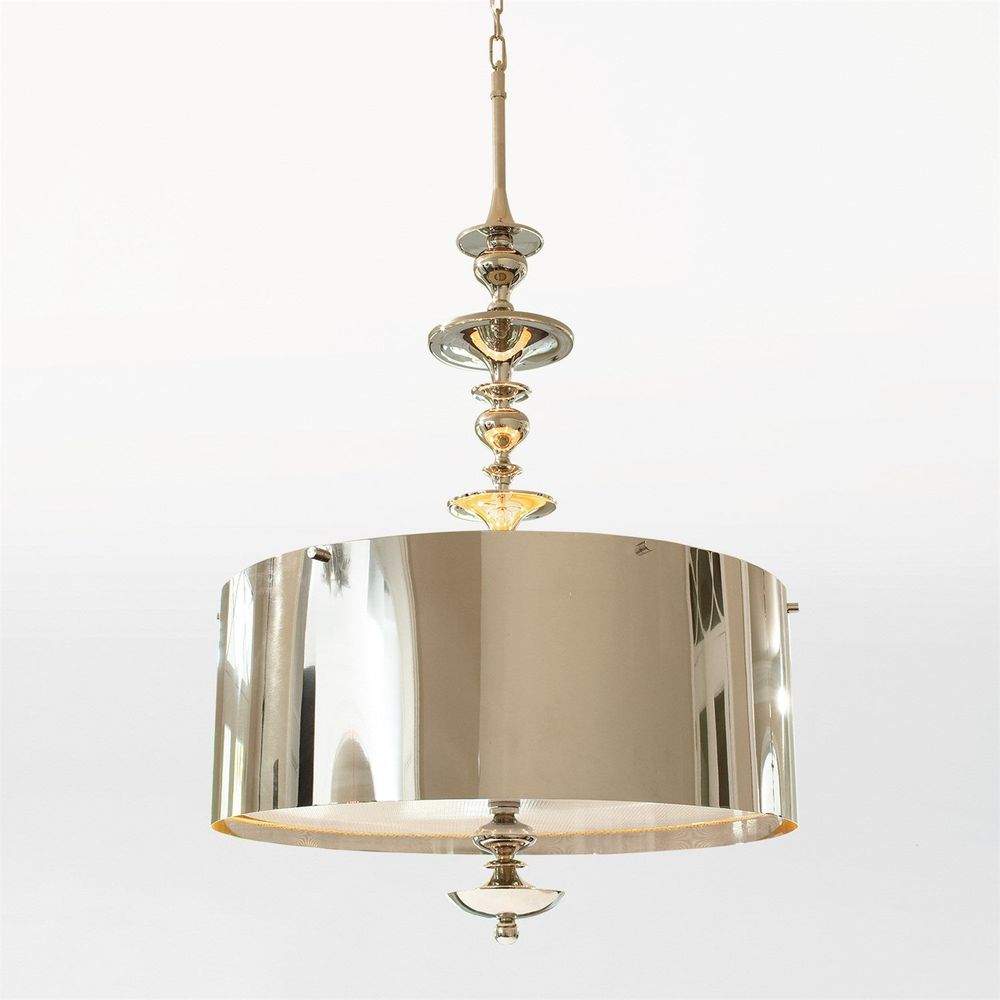 Chandeliers Turned Pendant Chandelier-Nickel-Sm