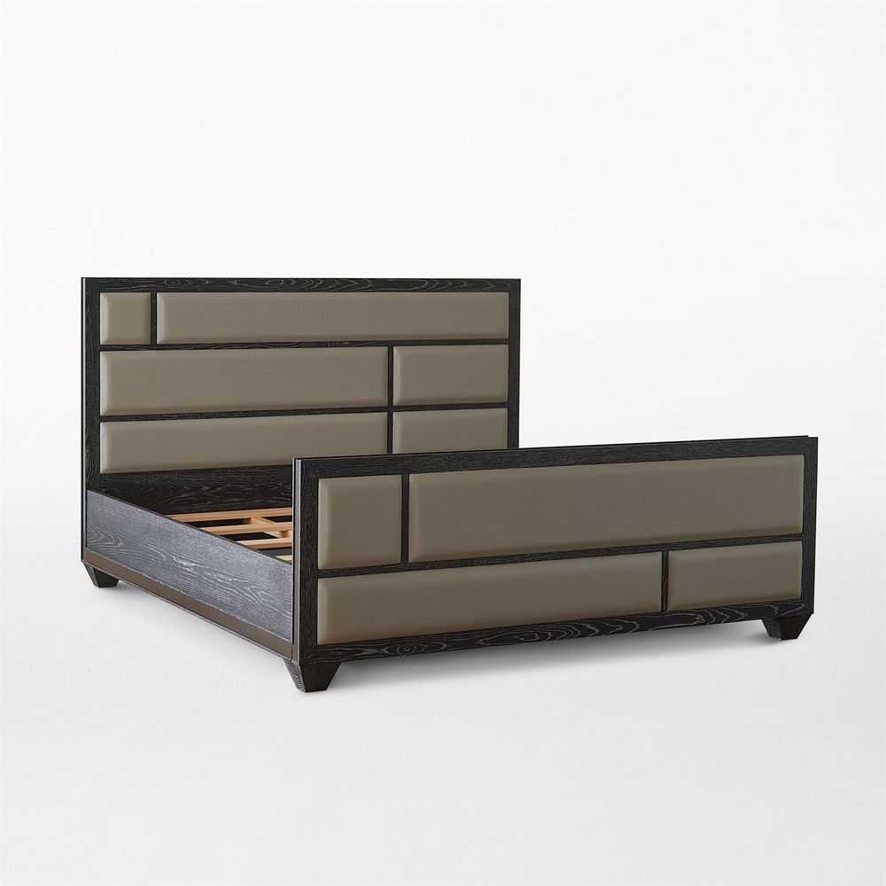 Beds Brazil Queen Bed-Black Cerused Oak