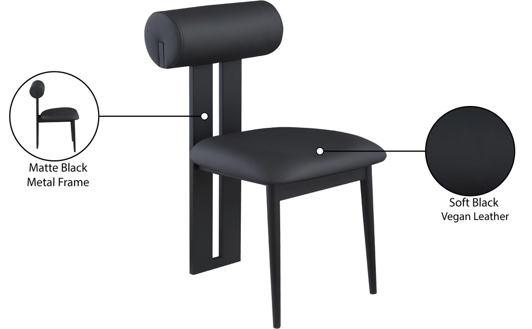 Dario Vegan Leather Upholstered Dining Chair — Black / Matte Black