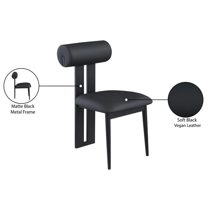 Dario Vegan Leather Upholstered Dining Chair — Black / Matte Black