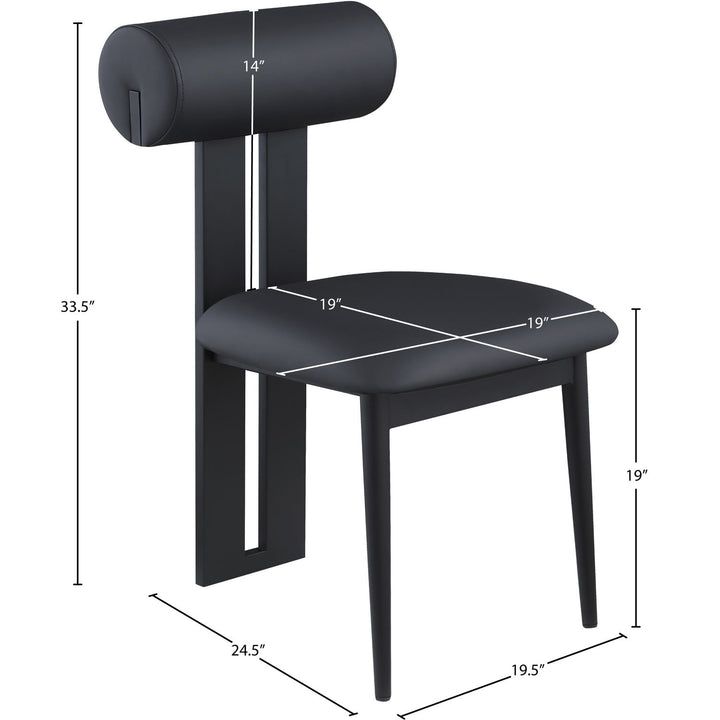 Dario Vegan Leather Upholstered Dining Chair — Black / Matte Black
