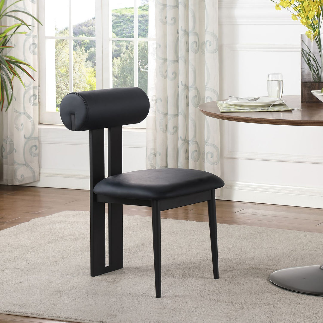 Dario Vegan Leather Upholstered Dining Chair — Black / Matte Black