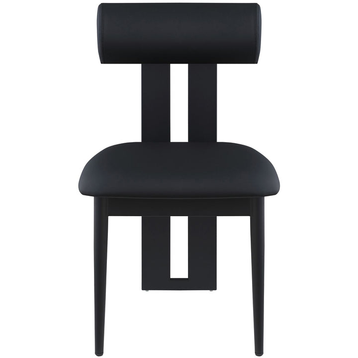 Dario Vegan Leather Upholstered Dining Chair — Black / Matte Black