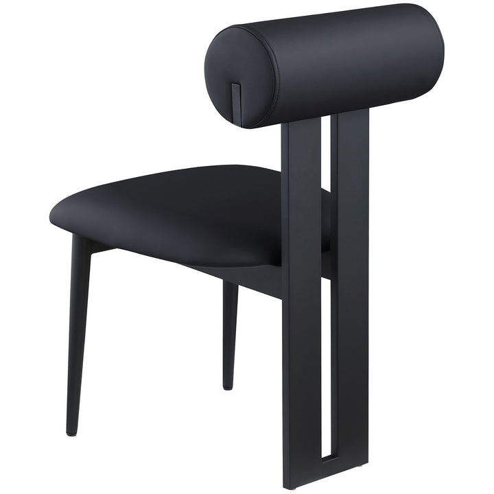 Dario Vegan Leather Upholstered Dining Chair — Black / Matte Black