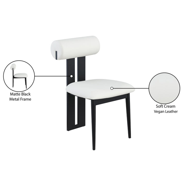 Dario Vegan Leather Upholstered Dining Chair — Cream / Matte Black