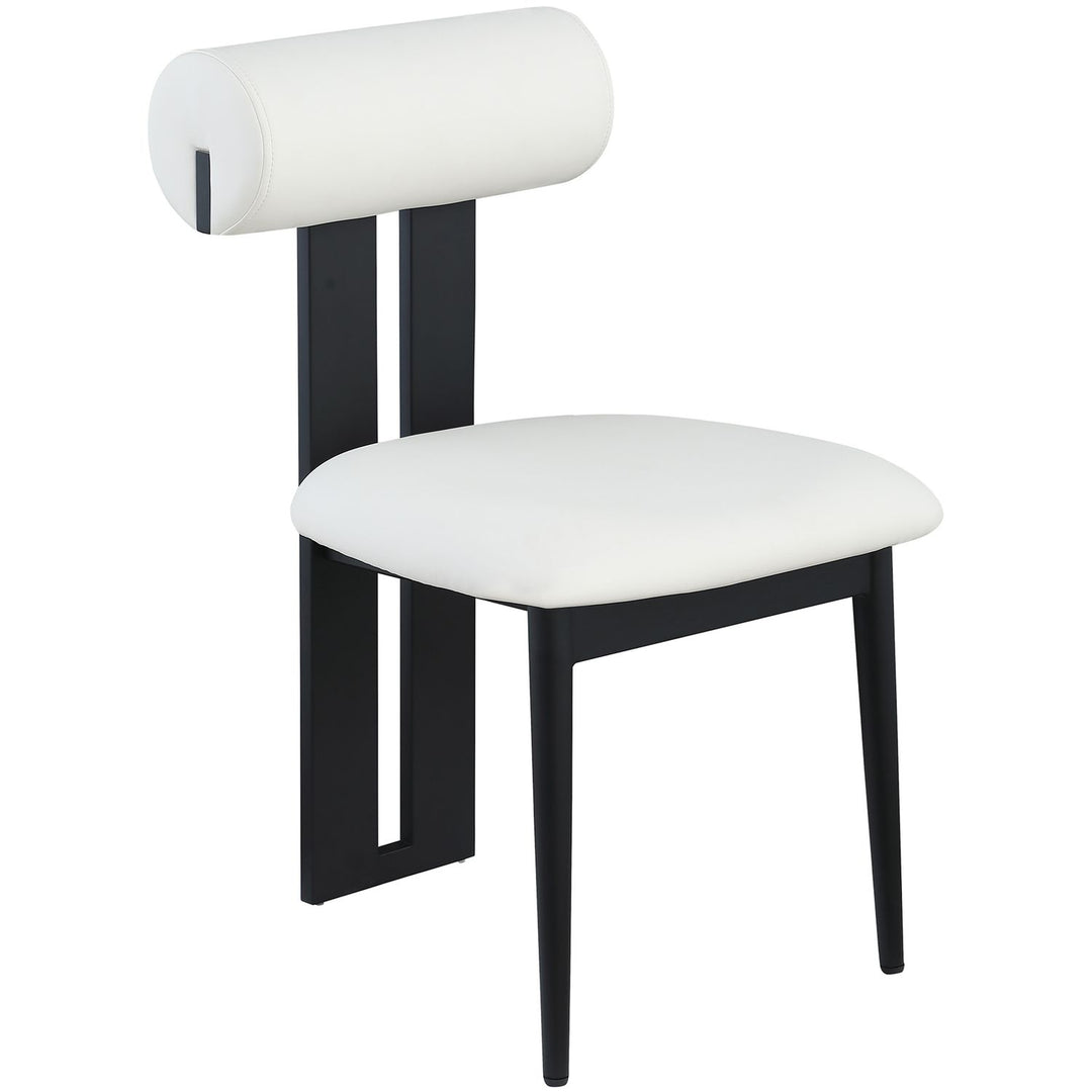 Dario Vegan Leather Upholstered Dining Chair — Cream / Matte Black