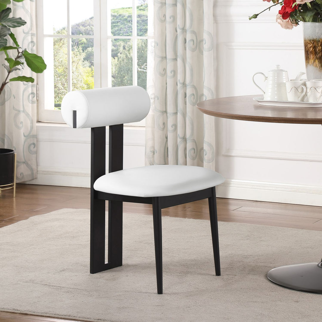 Dario Vegan Leather Upholstered Dining Chair — Cream / Matte Black