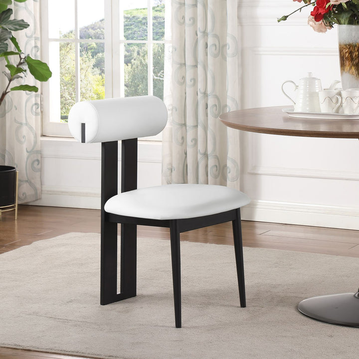 Dario Vegan Leather Upholstered Dining Chair — Cream / Matte Black