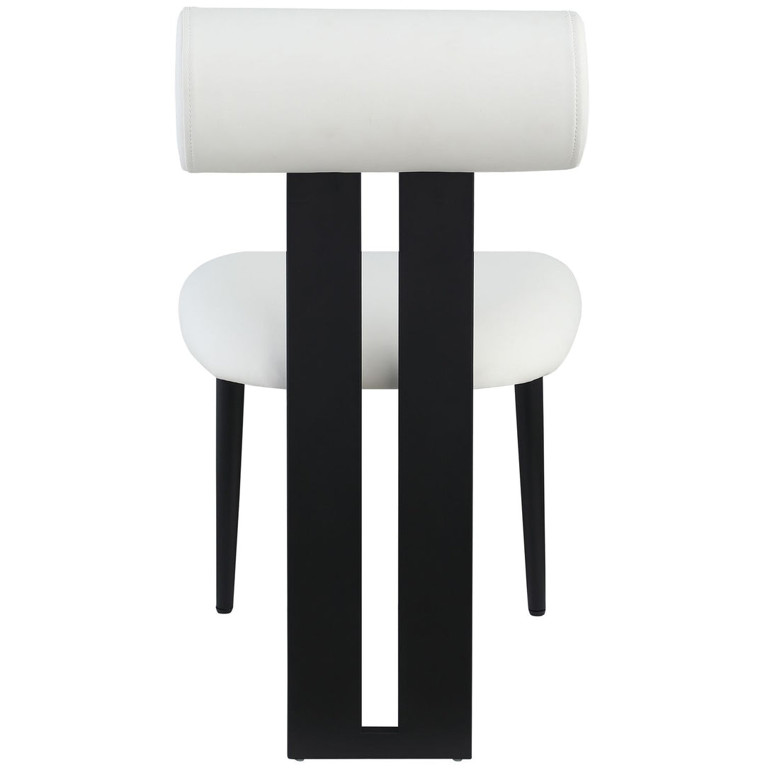 Dario Vegan Leather Upholstered Dining Chair — Cream / Matte Black